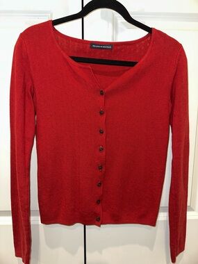 Brandy Melville Red Eyelet Button Up Cardigan